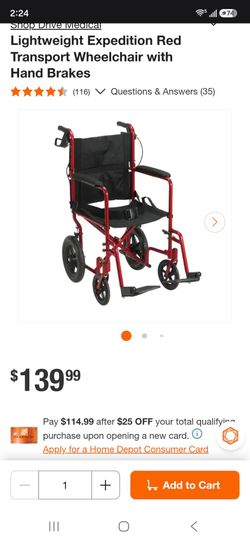 Drive Medical Transport/WHEELCHAIR with Leg Rests, Big Wheel, Hand Brakes