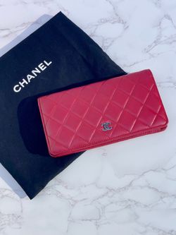 Chanel Red Lambskin long wallet
