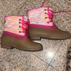 Girls Cute Reversible Sequins Rain boots Size 2  New