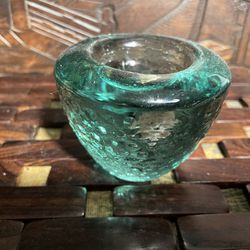 Chunky heavy Beautiful Green Glass Votive Candle 🕯️ 🕯️ Holder 