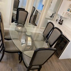 Dinning Table / Comedor Glass Top With Quarts Bottom