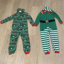 Onesie PJs X-mas, Size 8 and Size 10 Kids