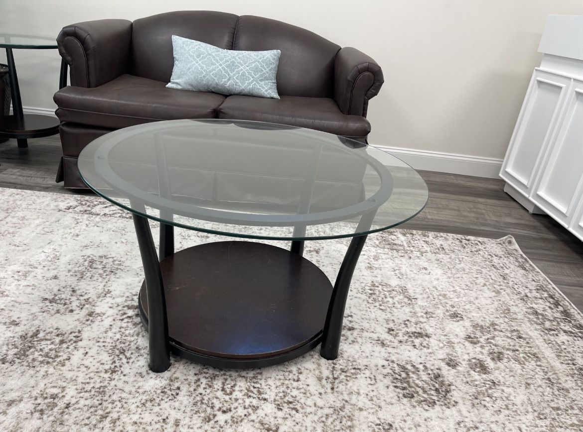 Glass Top Coffee Table and End Table