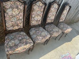 Set of 4 French Provincial Floral Dining Chairs