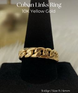 Gold cuban links ring 10k