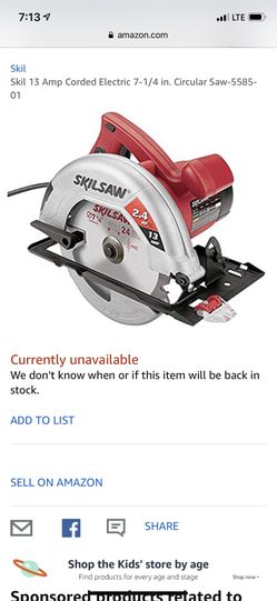 Skil saw 13 amp corded 7-1/4 in circular saw 5585