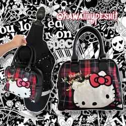 Vintage Y2K Hello Kitty Scene Plaid Mini Bag "Red, Black, Yellow, White"