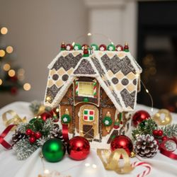 BEAUTIFUL  Vintage Large Ceramic Decorative Gingerbread House 12"X 10"X 9" Very Nice, HIGH QUALITY and Excellent Condition!
