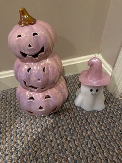 Pink Halloween Bundle with Ghost Lumbar Pillow