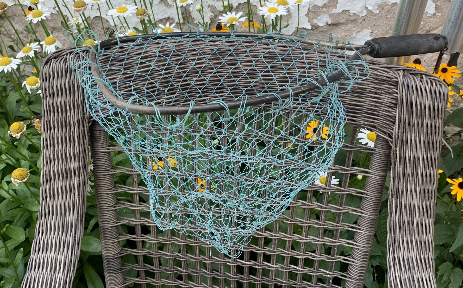 Trout or Fly fishing net 15 deep 15 long with and handle 21 long 5in handle