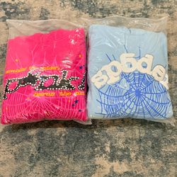 Spider Hoodie Sky Blue/Pink