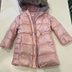 Girls Pink Gap Down Coat Parka Size 5 Toddler 