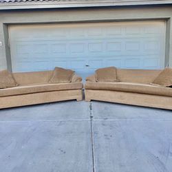Brown 2 Piece Loveseat Couch