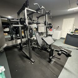 Vesta Fitness Smith Machine 2001 w/Bench Attachment | 230lb Bumpers Weights | 7ft Olympic Bar | Fitness | Gym Equipment | FREE DELIVERY🚚 