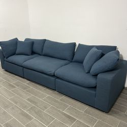 Sectional Cloud Couch Blue Fabric Modular Sofa FREE DELIVERY