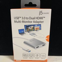 J5 Create JUA365 USB 3.0 To Dual HDMI Multi-Monitor Adapter