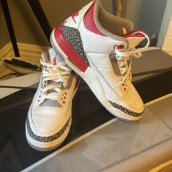 Nike Air Jordan 3 White Red Cement Sneakers