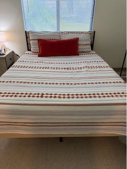 Queen Bed Frame + Mattress – Excellent Condition