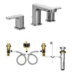 Moen Rizon Chrome 2-handle Widespread WaterSense Low-arc Bathroom Sink Faucet with Drain Valve Included  Item #1217400  Model #T6