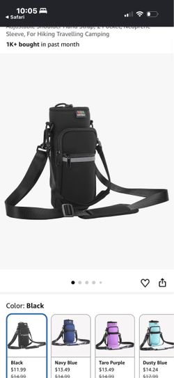 Black Neoprene Water Bottle Carrier Bag / agarrador de agua portátil