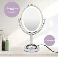 Conair Reflections Double-Sided Incandescent Lighted Vanity Makeup Mirror, 1x/7x magnification, Polished Chrome finish Thumbnail