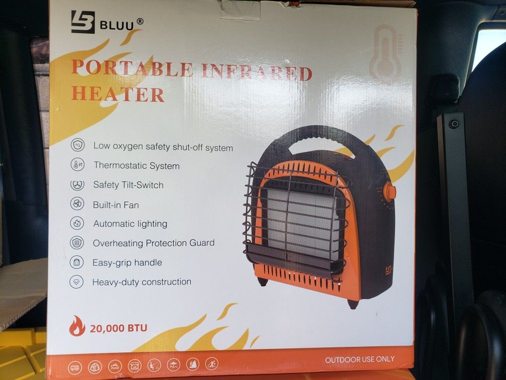 New Bluu Portable Infrared Propane Heater, Camping, Outdoor, Indoor, Patio  for Sale in San Dimas, CA - OfferUp
