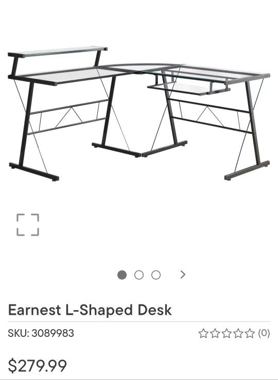 Frosted Glass L shaped Desk