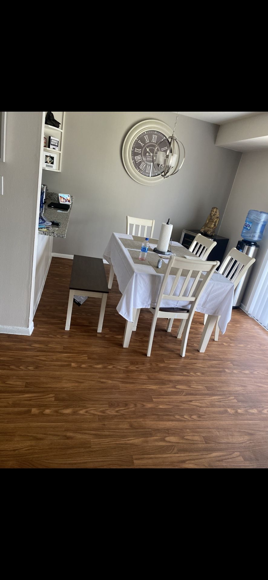 Whitesburg Dining Table and 4 Chairs Set With Bench 