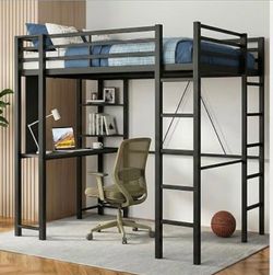 Full-Size Loft Bed with Desk – Black – $100 (Originally $200 on Amazon)
