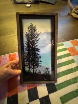 Framed Pine Tree Silhouette Wall Art