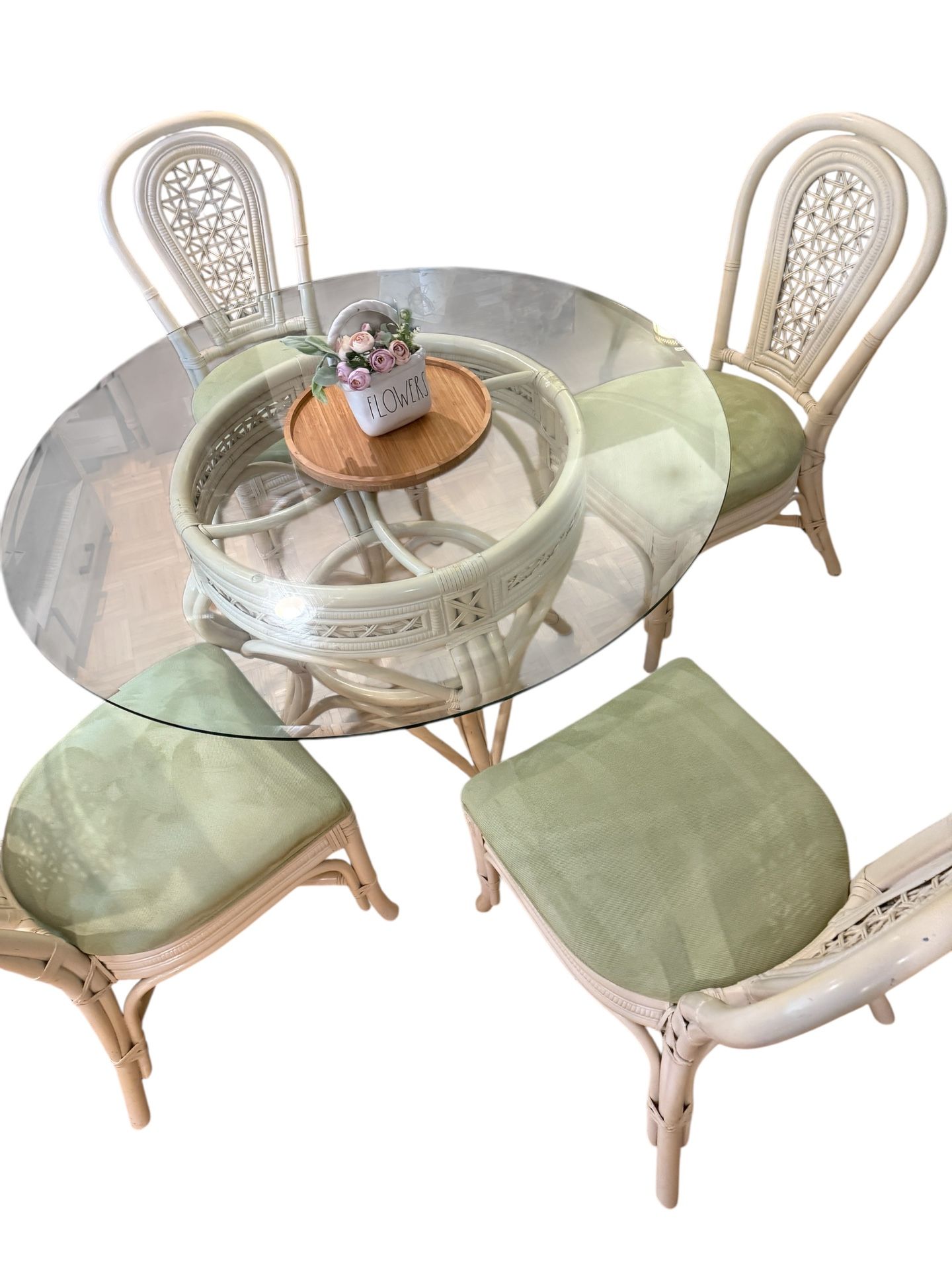 Cream Color Rattan 6 piece Dining Set
