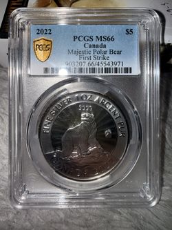 2022 Canada $5 1oz .9999 Fine Silver Majestic Polar Bear  Early Releases