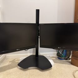 Dual Screen Stand With Two LG Attached Screens