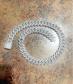 Moissanite Cuban link chain chain S925 cz sterling silver