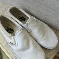 2 Pairs Of USED white Slip On Vans 