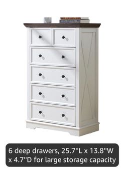 (3) Farmhouse 6-Drawer Chest Dressers