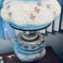 Antique 1800’s Puffy Glass Ornate Gone With The Wind Lamp.