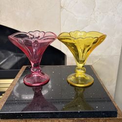 Vintage Rastal Glasses Set of 2 Colored Glass Tulip Desert Dishes