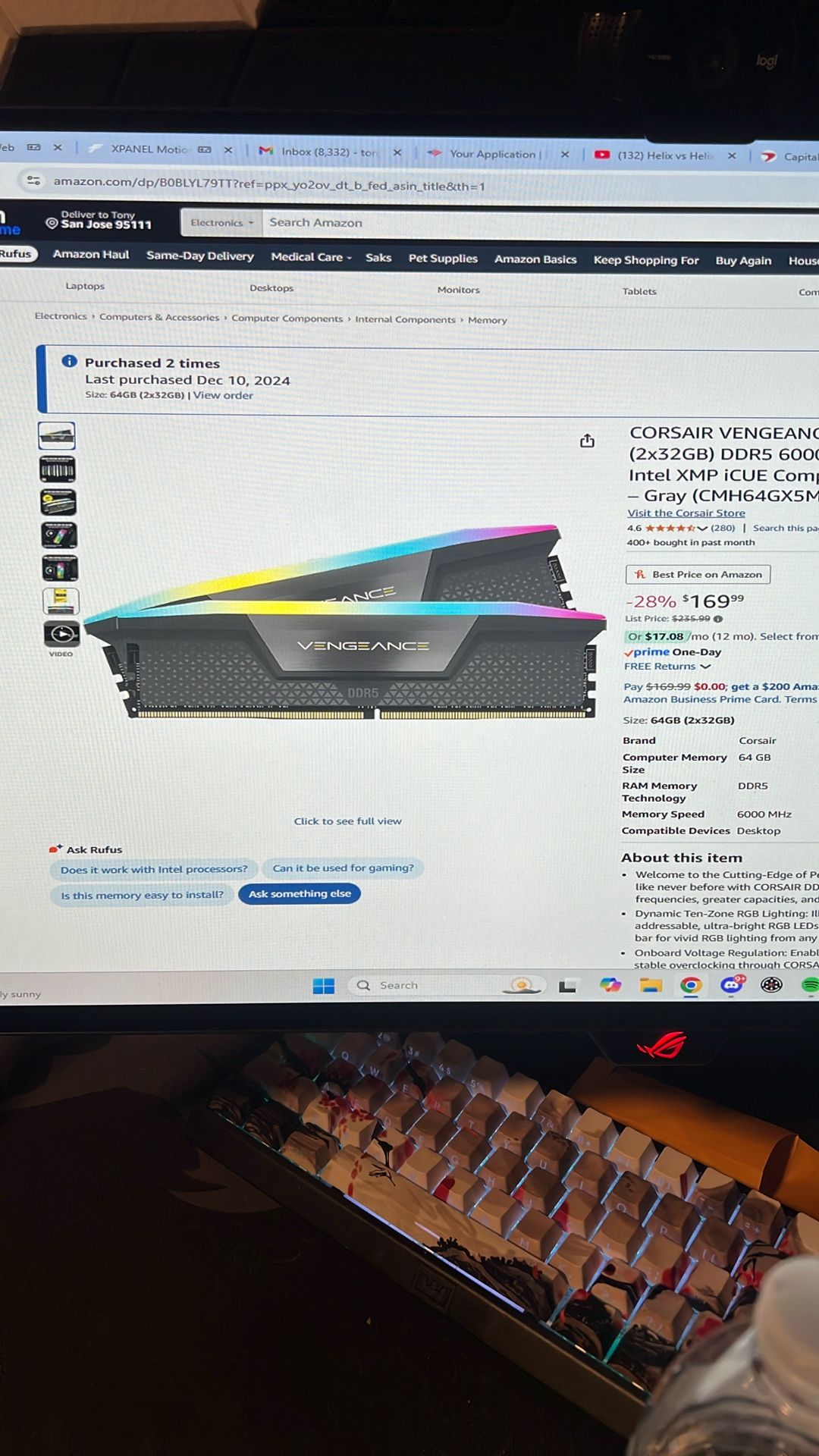 Corsair VENGEANCE DDR5 2x32GB (64GB)