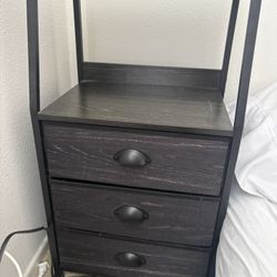 Black Nightstand with 3 Drawers