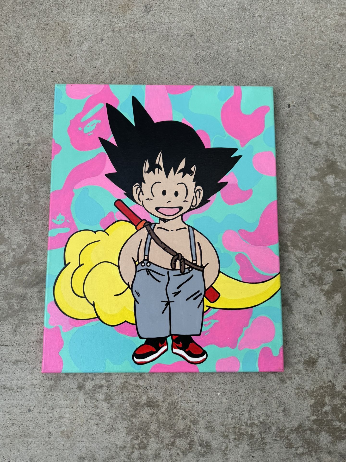 Dragon Ball Kid Goku Jordan Bape Canvas Painting