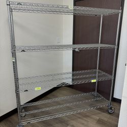 Metal/Chrome Wire Shelves With Wheels