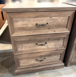 24” Wide Farmhouse 3-Drawer Dresser with Deep Drawers & Bar Handles – Rustic Grey-Brown, Fully Assembled
