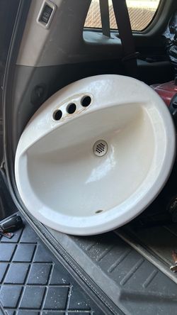 White Round Drop-In Bathroom Sink