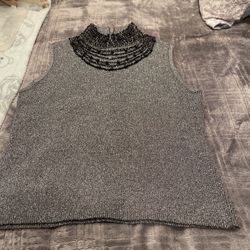 SPARKLING BLOUSE WITH BEAUTIFUL BEADED COLLAR-SIZE MEDIUM- EXCELLENT CONDITION