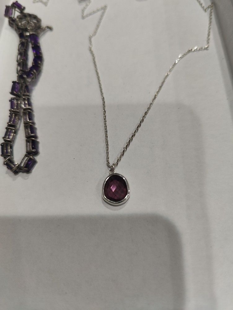 Amethyst Set Necklace, Bracelet and Earrings 