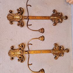 Antique Spanish Cathedral Gold Gilt Brass Candelabra 