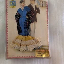 Vintage Embroidered Postcard and Matches From Spain
