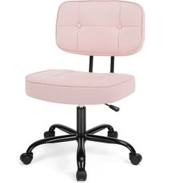 New Pink Armless Office Chair - Cute Ribbed Desk & Vanity Chair (Model C-2193)