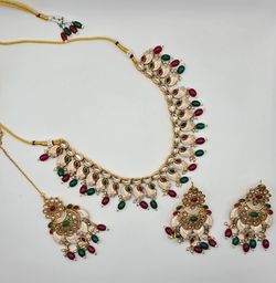 Multicolor Meenakari matte Gold necklace 